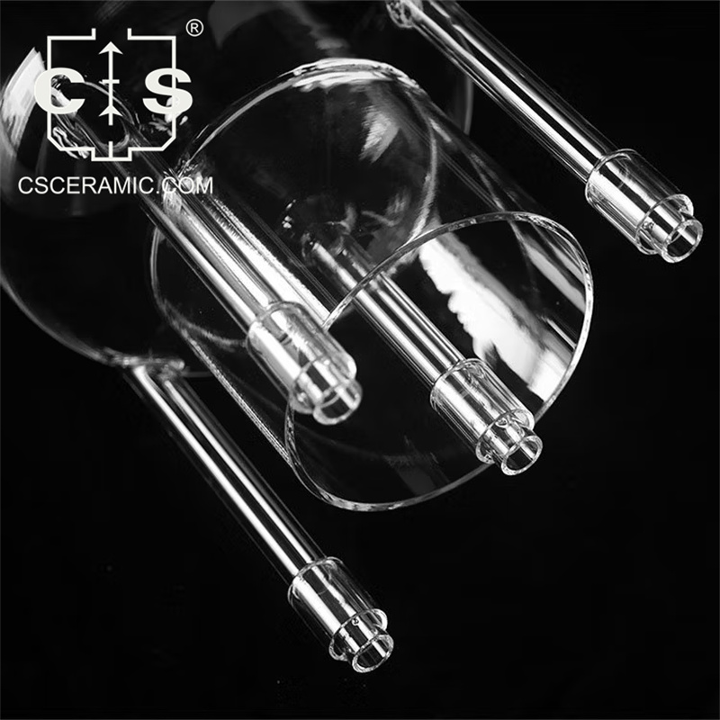 Кварцевая Диффузионная Трубка С Герметичным Одним Концом И Газозаборником Для Производства Полупроводников И Солнечной Энергии